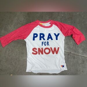 Women's Red and White Graphic Raglan Top